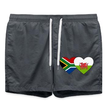 Afrique du Sud Pays de Galles Flag Heart - Short de bain - charbon - Devant - AI Model Male 185 light (185cm)