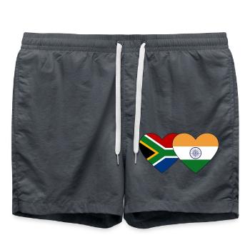 Südafrika Indien Flagge Herz - Badeshorts - Anthrazit - Vorne - AI Model Male 185 light (185cm)