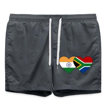 Indien Südafrika Flagge Herz - Badeshorts - Anthrazit - Vorne - AI Model Male 185 light (185cm)