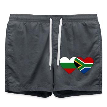 Bulgaria South Africa Flag Heart - Swim Trunks - anthracite - Front - AI Model Male 185 light (185cm)