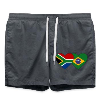 Südafrika Brasilien Flagge Herz - Badeshorts - Anthrazit - Vorne - AI Model Male 185 light (185cm)