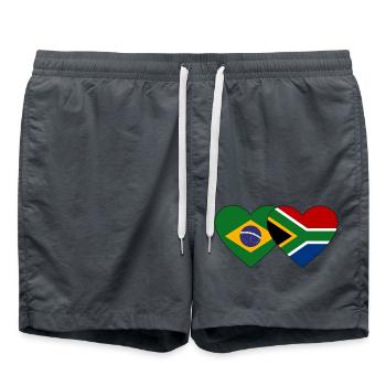 Brésil Afrique du Sud Flag Heart - Short de bain - charbon - Devant - AI Model Male 185 light (185cm)