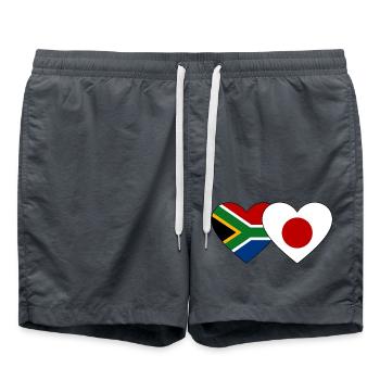 Südafrika Japan Flagge Herz - Badeshorts - Anthrazit - Vorne - AI Model Male 185 light (185cm)