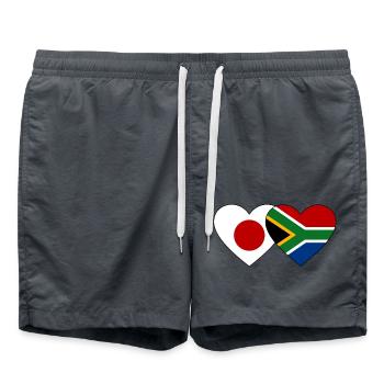 Japan South Africa Flag Heart - Swim Trunks - anthracite - Front - AI Model Male 185 light (185cm)