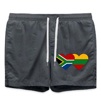 South Africa Lithuania Flag Heart - Swim Trunks - anthracite - Front - AI Model Male 185 light (185cm)