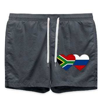 South Africa Russia Flag Heart - Swim Trunks - anthracite - Front - AI Model Male 185 light (185cm)