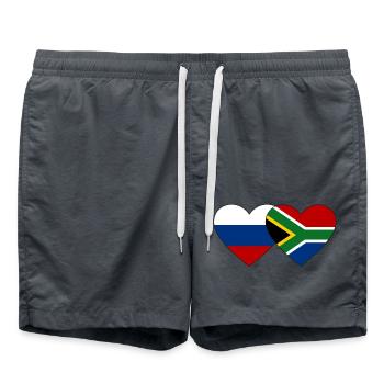 Russia South Africa Flag Heart - Swim Trunks - anthracite - Front - AI Model Male 185 light (185cm)