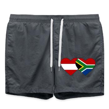 Austria South Africa Flag Heart - Swim Trunks - anthracite - Front - AI Model Male 185 light (185cm)