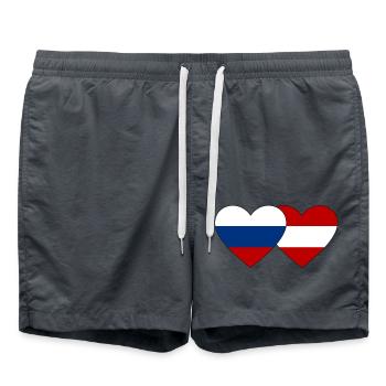 Russia Austria Flag Heart - Swim Trunks - anthracite - Front - AI Model Male 185 light (185cm)