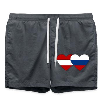 Austria Russia Flag Heart - Swim Trunks - anthracite - Front - AI Model Male 185 light (185cm)