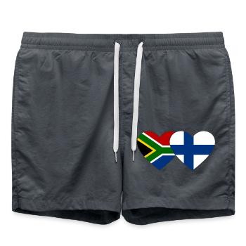 Südafrika Finnland Flagge Herz - Badeshorts - Anthrazit - Vorne - AI Model Male 185 light (185cm)