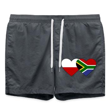 Poland South Africa Flag Heart - Swim Trunks - anthracite - Front - AI Model Male 185 light (185cm)