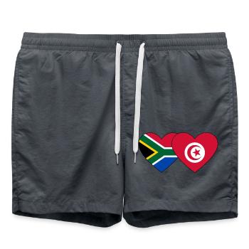 South Africa Tunisia Flag Heart - Swim Trunks - anthracite - Front - AI Model Male 185 light (185cm)