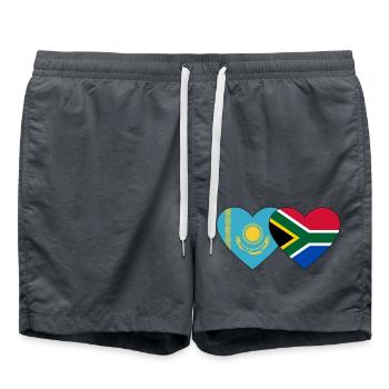 Kazakhstan Afrique du Sud Flag Heart - Short de bain - charbon - Devant - AI Model Male 185 light (185cm)