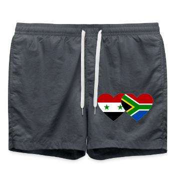 Syrien Südafrika Flagge Herz - Badeshorts - Anthrazit - Vorne - AI Model Male 185 light (185cm)