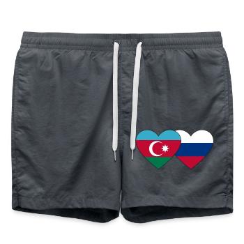 Azerbaijan Russia Flag Heart - Swim Trunks - anthracite - Front - AI Model Male 185 light (185cm)