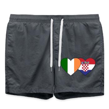 Irland Kroatien Flagge Herz - Badeshorts - Anthrazit - Vorne - AI Model Male 185 light (185cm)
