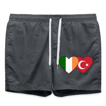 Irland Türkei Flagge Herz - Badeshorts - Anthrazit - Vorne - AI Model Male 185 light (185cm)