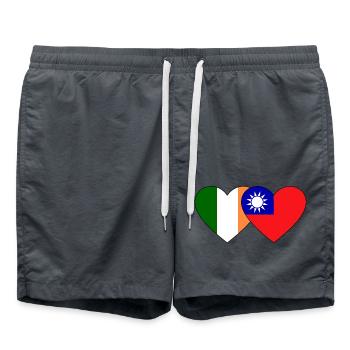 Irland Taiwan Flagge Herz - Badeshorts - Anthrazit - Vorne - AI Model Male 185 light (185cm)