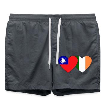 Taiwan Irland Flagge Herz - Badeshorts - Anthrazit - Vorne - AI Model Male 185 light (185cm)