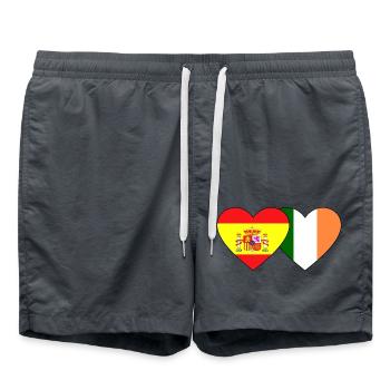 Spanien Irland Flagge Herz - Badeshorts - Anthrazit - Vorne - AI Model Male 185 light (185cm)