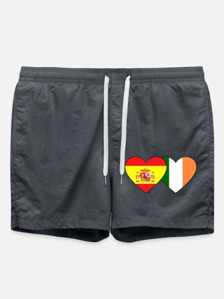 Spain Ireland Flag Heart - Swim Trunks - anthracite