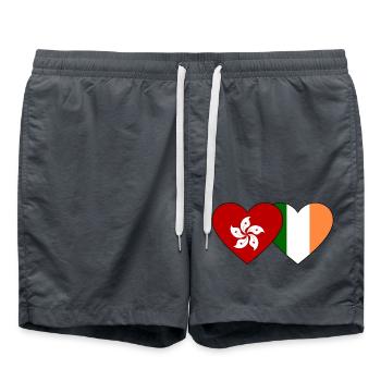 Hong Kong Ireland Flag Heart - Swim Trunks - anthracite - Front - AI Model Male 185 light (185cm)
