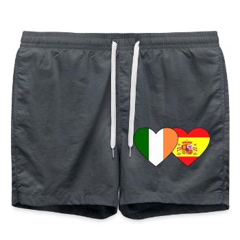 Ireland Spain Flag Heart - Swim Trunks - anthracite - Front - AI Model Male 185 light (185cm)