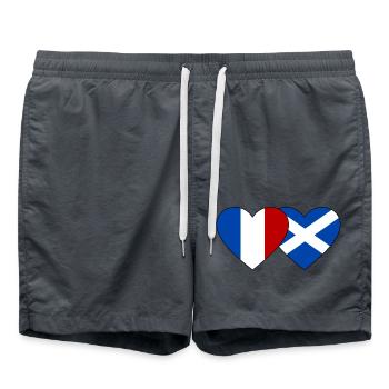 France Scotland Flag Heart - Swim Trunks - anthracite - Front - AI Model Male 185 light (185cm)