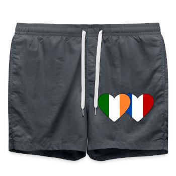 Irland Frankreich Flagge Herz - Badeshorts - Anthrazit - Vorne - AI Model Male 185 light (185cm)