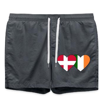 Denmark Ireland Flag Heart - Swim Trunks - anthracite - Front - AI Model Male 185 light (185cm)
