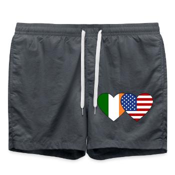 Irland USA Flagge Herz - Badeshorts - Anthrazit - Vorne - AI Model Male 185 light (185cm)