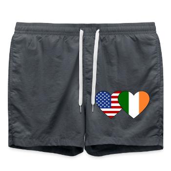 USA Ireland Flag Heart - Swim Trunks - anthracite - Front - AI Model Male 185 light (185cm)