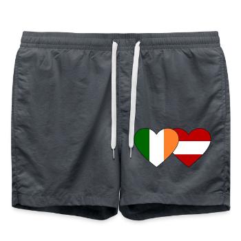 Ireland Austria Flag Heart - Swim Trunks - anthracite - Front - AI Model Male 185 light (185cm)