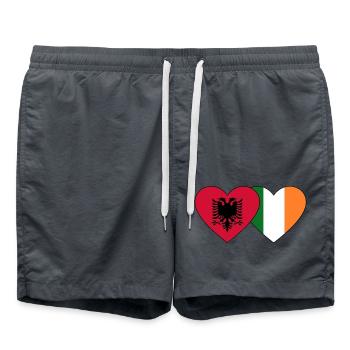 Albanien Irland Flagge Herz - Badeshorts - Anthrazit - Vorne - AI Model Male 185 light (185cm)