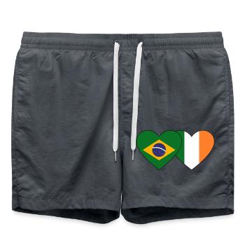 Brésil Irlande Drapeau Coeur - Short de bain - charbon - Devant - AI Model Male 185 light (185cm)