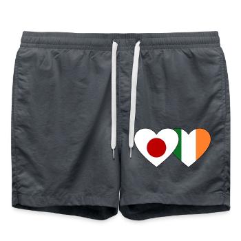 Japan Irland Flagge Herz - Badeshorts - Anthrazit - Vorne - AI Model Male 185 light (185cm)