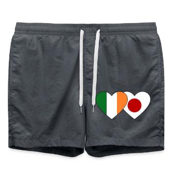 Ireland Japan Flag Heart - Swim Trunks - anthracite - Front - AI Model Male 185 light (185cm)