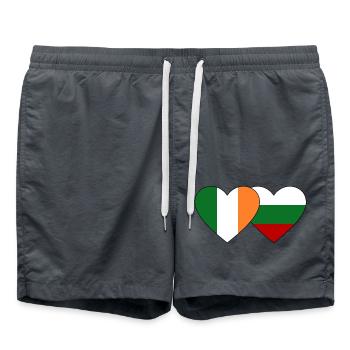 Irland Bulgarien Flagge Herz - Badeshorts - Anthrazit - Vorne - AI Model Male 185 light (185cm)