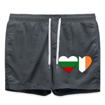 Bulgarien Irland Flagge Herz - Badeshorts - Anthrazit - Vorne - AI Model Male 185 light (185cm)