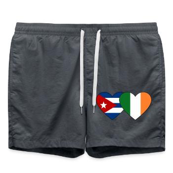 Cuba Ireland Flag Heart - Swim Trunks - anthracite - Front - AI Model Male 185 light (185cm)