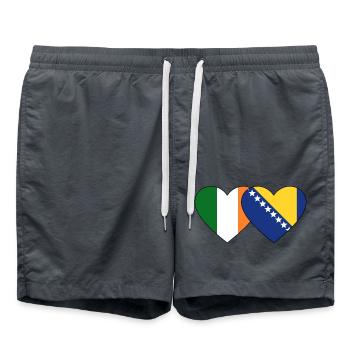 Irlande Bosnie drapeau coeur - Short de bain - charbon - Devant - AI Model Male 185 light (185cm)