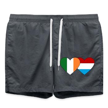 Ireland Luxembourg Flag Heart - Swim Trunks - anthracite - Front - AI Model Male 185 light (185cm)