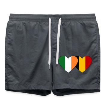 Ireland Belgium Flag Heart - Swim Trunks - anthracite - Front - AI Model Male 185 light (185cm)