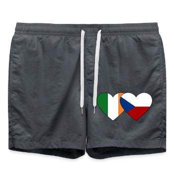 Irland Tschechien Flagge Herz - Badeshorts - Anthrazit - Vorne - AI Model Male 185 light (185cm)