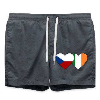 Tschechien Irland Flagge Herz - Badeshorts - Anthrazit - Vorne - AI Model Male 185 light (185cm)