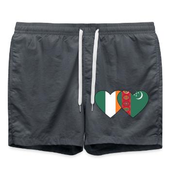Irlande Turkménistan Flag Heart - Short de bain - charbon - Devant - AI Model Male 185 light (185cm)