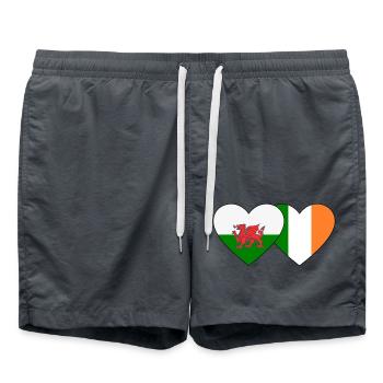 Wales Ireland Flag Heart - Swim Trunks - anthracite - Front - AI Model Male 185 light (185cm)