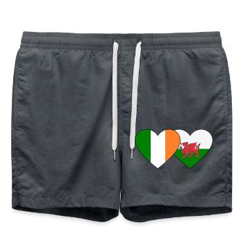 Drapeau de l’Irlande Pays de Galles Coeur - Short de bain - charbon - Devant - AI Model Male 185 light (185cm)