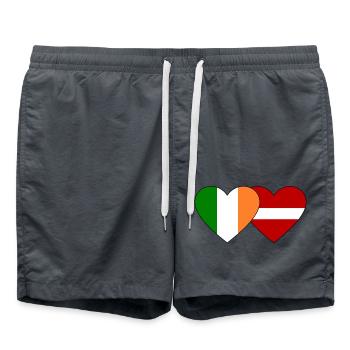 Ireland Latvia Flag Heart - Swim Trunks - anthracite - Front - AI Model Male 185 light (185cm)